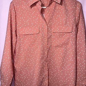 Madison Coral Button-Up with White Dots